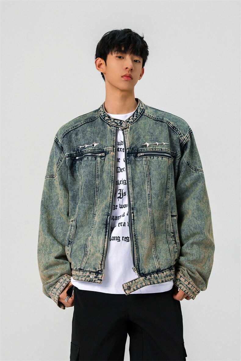 1303B-JK5501-P98158原版做工重工水洗拉链设计牛仔外套,男装工装外套,星座1303B