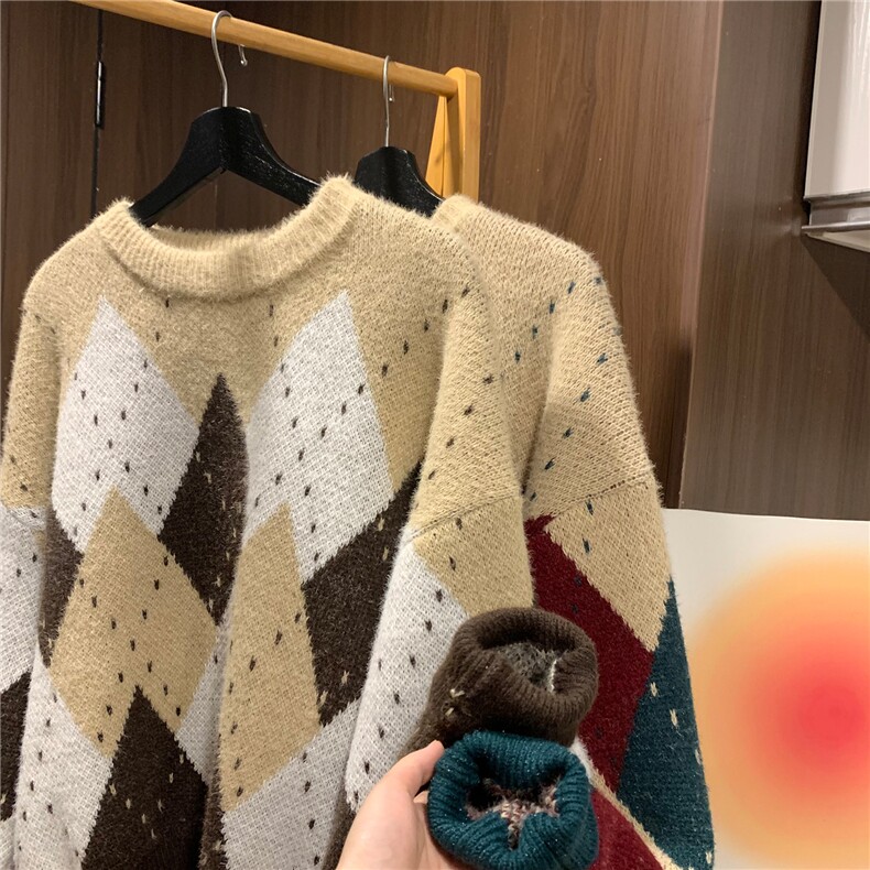 美式复古情侣圣诞毛衣慵懒针织衫加厚上衣外套男女H1035特P55,男装针织衫/毛衣,电商A341