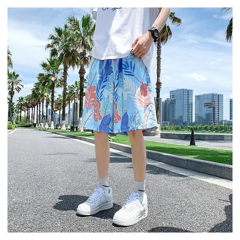 沙滩短裤男夏季薄款速干泳裤印花宽松睡裤休闲五分裤子DK247,男装牛仔裤,星座1116A（原606A-3）
