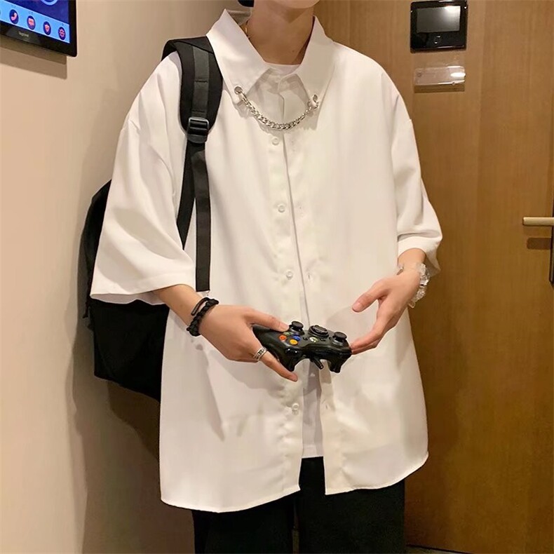 男夏季短袖衬冰丝送铁链C503P28,男装衬衫,星座1116-2