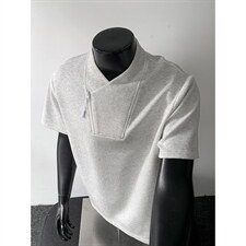 2026夏季新款270g华棉斜拉链宽松短袖T恤DT6263特P25建议零售价68，男装T恤，电商A001