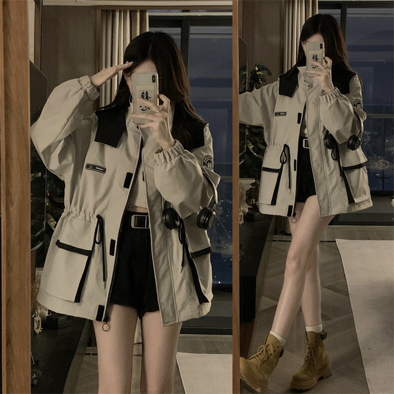 A395-P1082024连帽冲锋衣外套宽松休闲户外登山服男女情侣外套,女装短外套,星座911