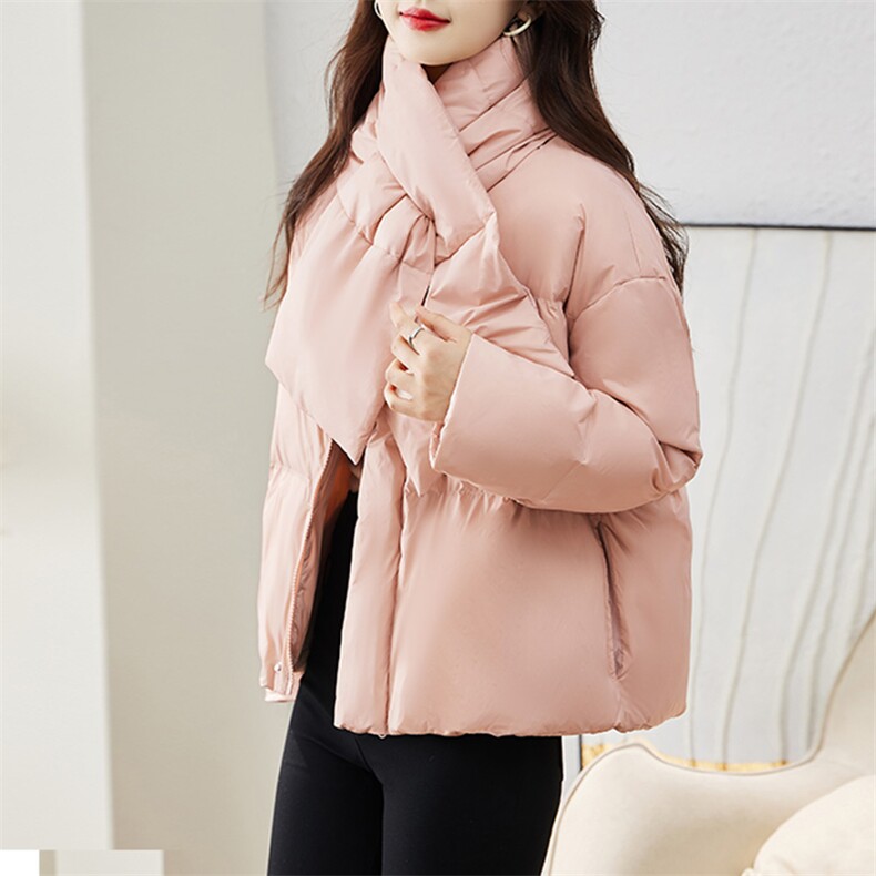 现货羽绒服女连帽新款短款小个子面包服时尚宽松休闲保暖轻暖外套,女装羽绒服,贵人树