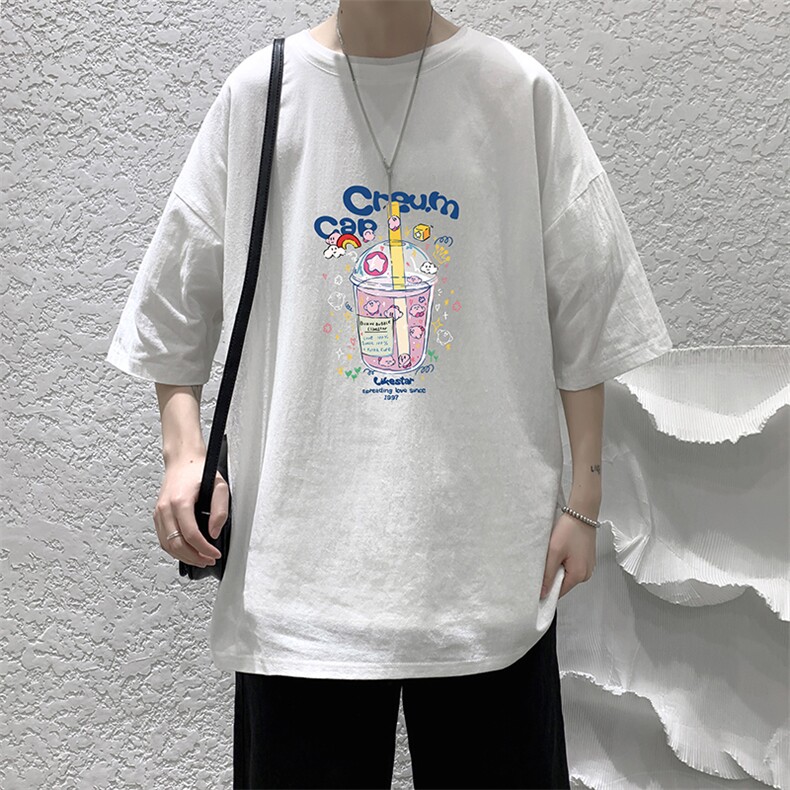 YT26332-P30亚麻短袖t恤男大码五分袖男宽松七分袖大皂风模特,男装T恤,电商A040