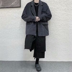 复古港风灯芯绒小西装外套男秋季休闲外套RW01P55图片
