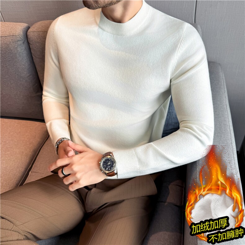 高品质加绒加厚保暖一体绒圆领打底毛衣男士修身针织衫JR2112-P63，男装T恤，电商A213