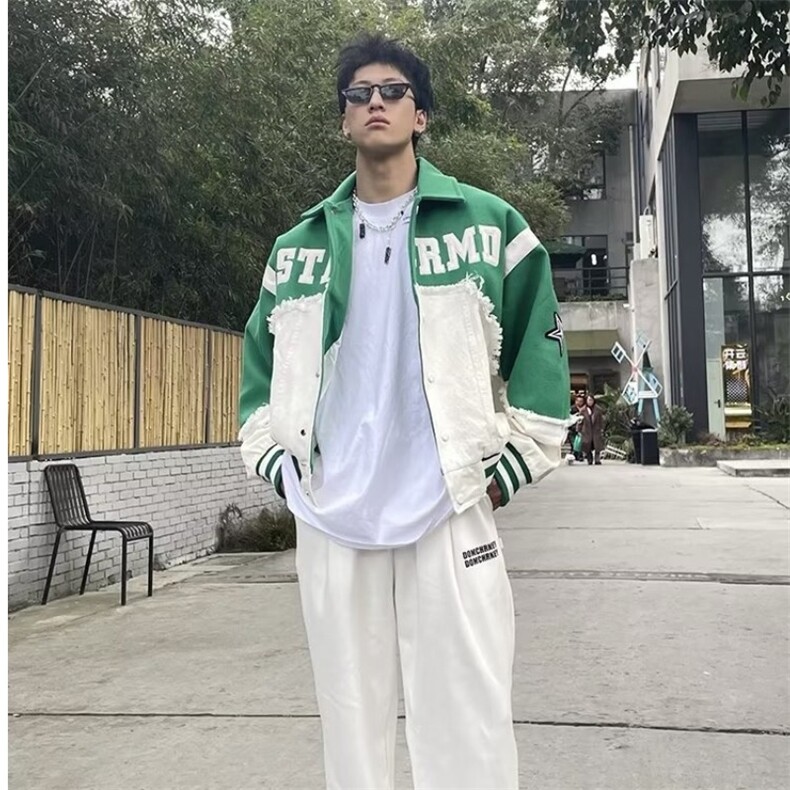 夹克男款秋季潮牌拼接衣服2025新款春秋装男士休闲外套,男装夹克,星座1210-1