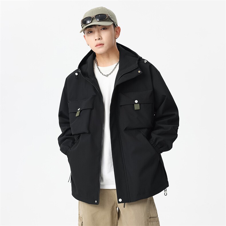 休闲拉链夹克情侣冲锋衣防风衣连帽外套JK451p75,男装夹克,电商D315