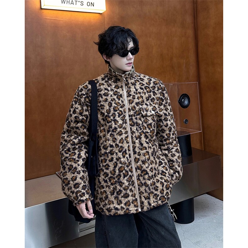 现货MY1188-P95特大码豹纹个性棉衣外套,男装棉衣,电商D232