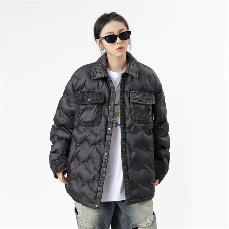 冬款男女棉衣手塞棉格子拼色字母刺绣胶印中性风外套MY855P100,男装棉衣,星座1013-1