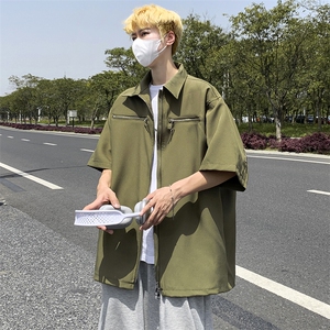 S1268-P40日系复古拉链设计感衬衫图片