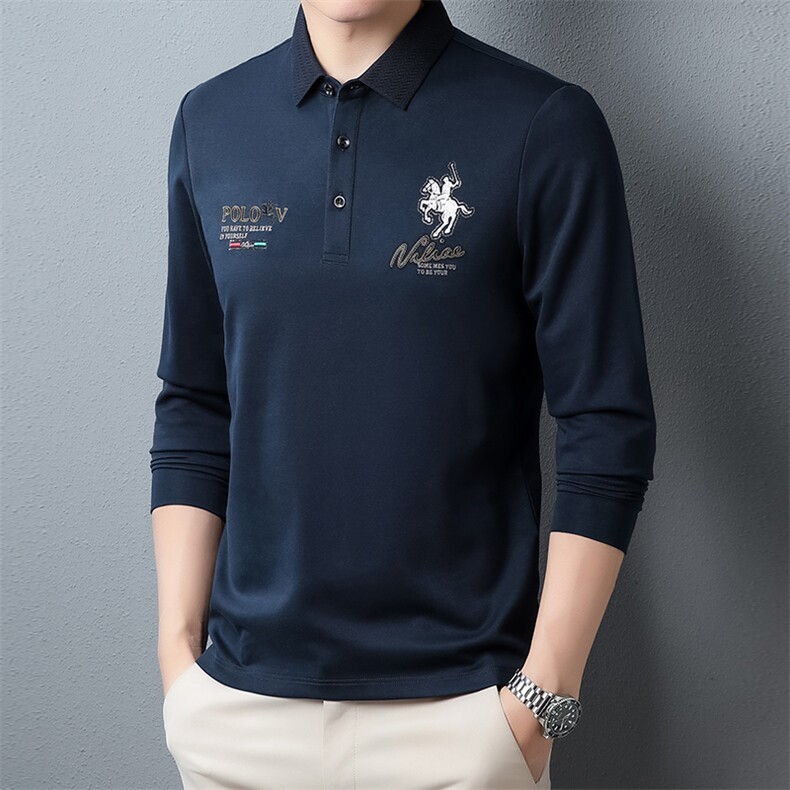 OL22071春秋男士长袖翻领T恤衫商务休闲青年男装POLO衫,男装T恤,电商B360