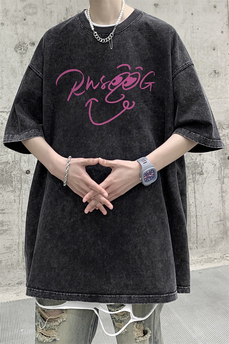 量大优可提供视频2024夏水洗美式短袖T恤D223A-ST2410-P25,男装T恤,电商019-1
