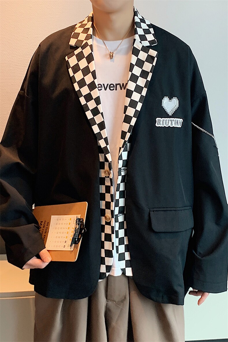 小西服男春秋装拼接男装上衣XF1599-特P95,男装西服,星座210-1
