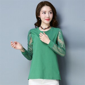 时尚舒适潮流气质T恤圆领拼接长袖2021年秋季百搭，女装T恤，丽影随形