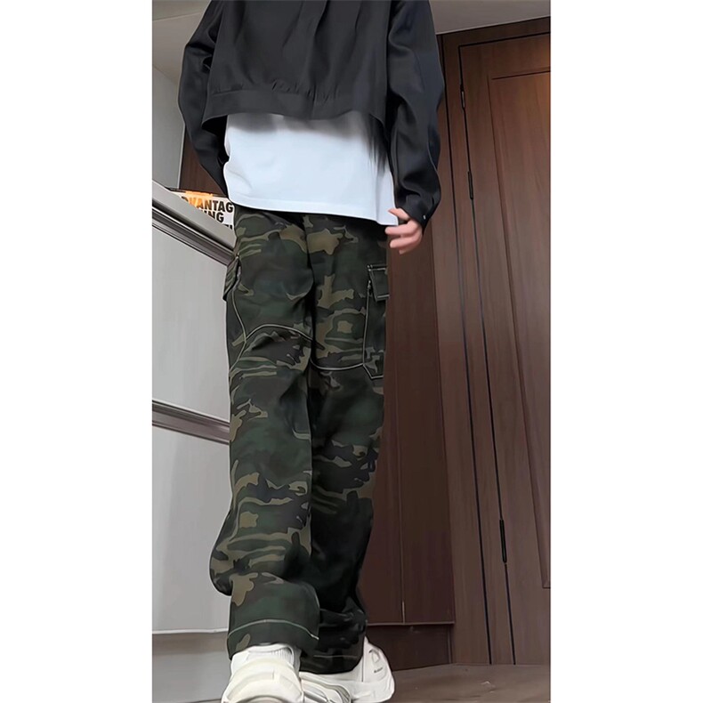美式ins高街vibe迷彩水洗工装裤货号K2482特P5588图片