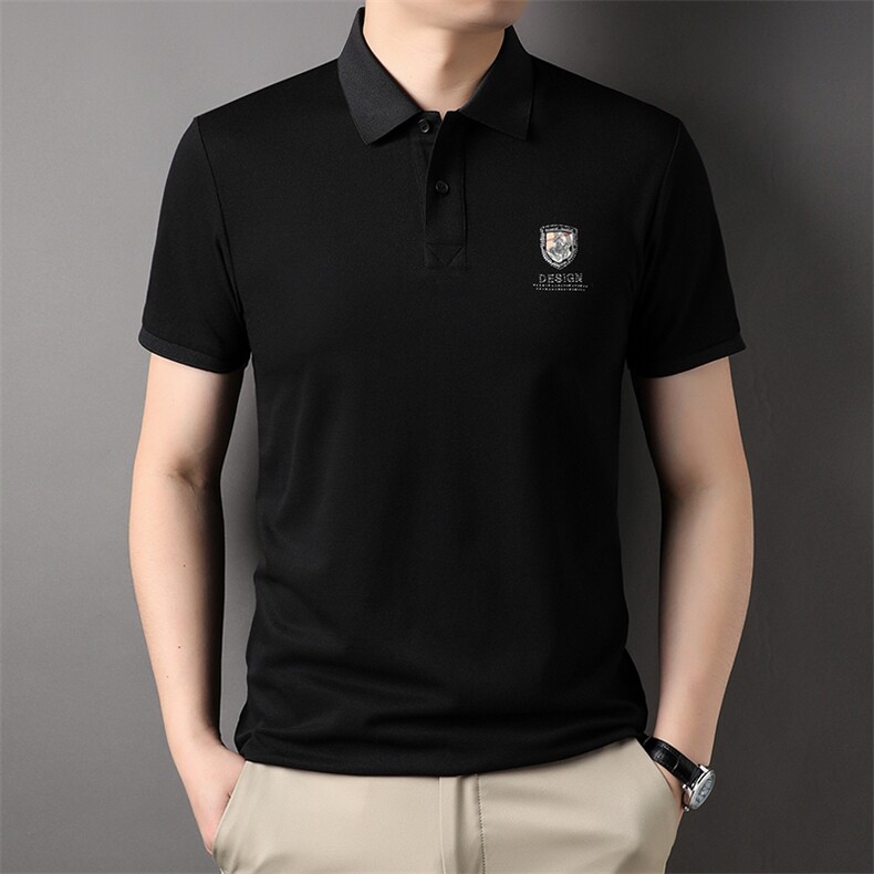 POLO衫男士短袖t恤夏季刺绣翻领薄款半袖中年爸爸装商务休闲上衣,男装T恤,电商B212（原钱塘6029）