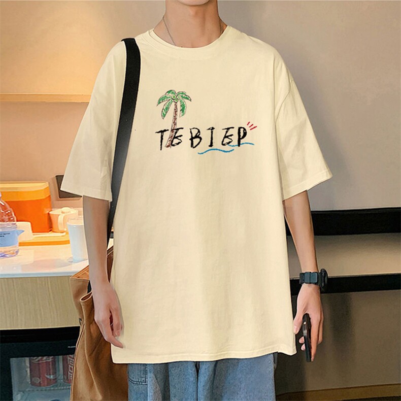 T533P26夏季新款港风纯棉短袖T恤ins衣服宽松半袖体恤小熊上衣,男装T恤,星座304A