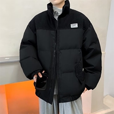 棉衣男冬季宽松拼接撞色立领棉服外套美式潮牌面包服棉袄M051-P90，男装棉衣，星座308B-1