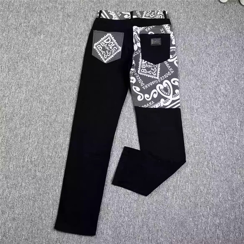 1506-1/KCT1071/P45牛仔裤男痞帅时尚潮流印花个拼接性修身小脚,男装牛仔裤,星座1506-1
