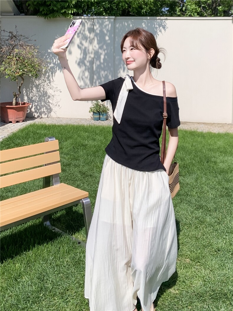 2026年夏季青春活力风拼接休闲/淑女两件套撞色,女装套装/套裙,秀美人生