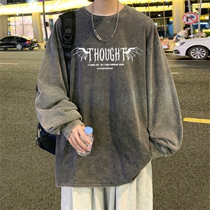 直播品质 重磅纯棉 美式蜡染水洗做旧潮牌宽松长袖t恤 CT323特P38图片