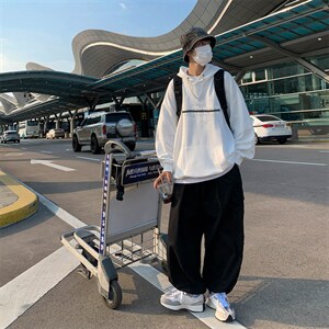 WY31-P40港风项链连帽加绒卫衣图片