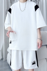 2025夏季新款旋律风车大码冰丝短袖套装M-5XHQ24532-特P55，男装休闲套装，电商A022