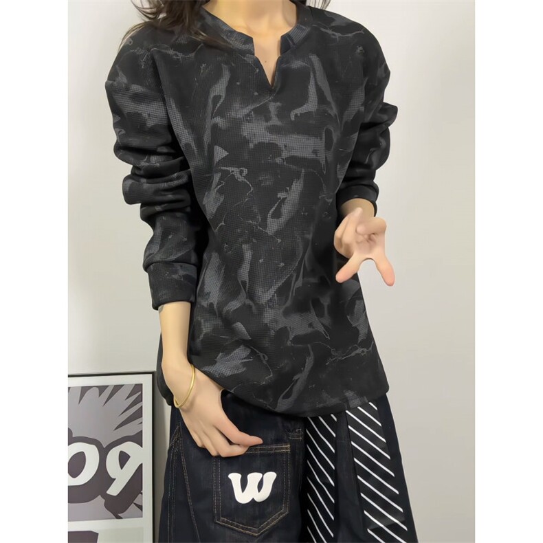 XZ809A/CX615/特P24/控48印花美式V领长袖打底衫卫衣，男装T恤，星座809A(原222-1)