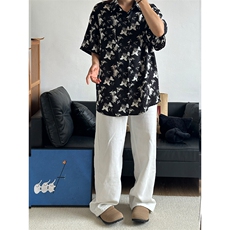 2025夏季新款港风夏威夷冰丝沙滩衬衫印花短袖CS305-P30，男装T恤，星座301C-5