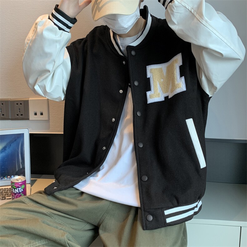 现货刺绣春款棒球服新款毛呢2022男港风上衣ins夹克W2357-P58,男装夹克,星座512-2