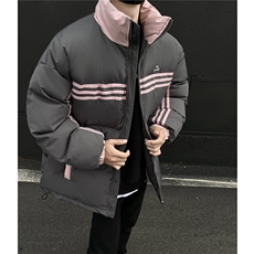 冬装新品美式条纹织带棉服刺绣logo棉衣休闲外套男G1100P118，男装棉衣，电商A339