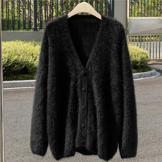 慵懒风皇室拉绒100%纯山羊绒衫女宽松针织开衫超软高级感长毛外套，女装羊绒衫，诚赞羊绒
