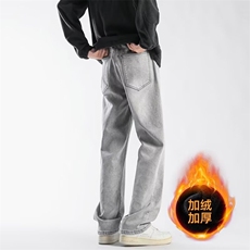 美式灰色直筒加绒男潮牌cIeanfit水洗复古长裤子K7055-1#P45网图，男装卫衣，电商B245