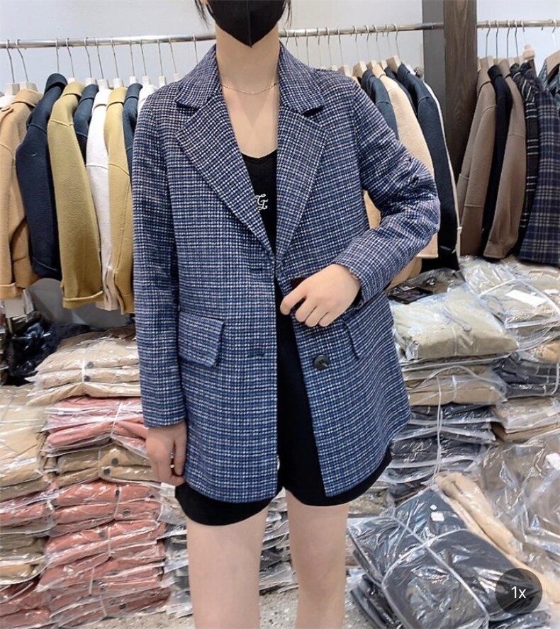 2021秋冬新款时尚气质双囗袋两粒扣百分百羊毛双面呢,女装其它,L·H·X