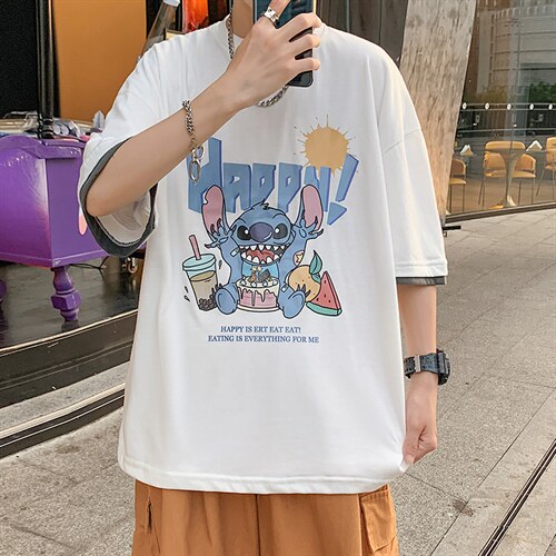 JT55077-P25假两件短袖t恤男大码胖子半袖体恤半截袖港风,男装T恤,电商A040