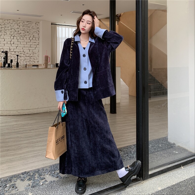 高级感轻熟风西装套装女2025秋季新款气质假两件西服半身裙两件套,女装套装/套裙,2C053