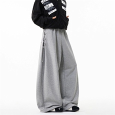 美式绑带设计运动卫裤男女冬重磅hiphop微喇长裤复古宽松阔腿裤子，男装休闲裤，星座813-2