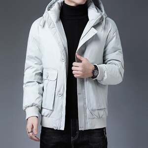 21冬季新款时尚羽绒服休闲宽松翻领外套男士90%白鸭绒ZG3318-P215，男装羽绒服，电商B212（原钱塘6029）