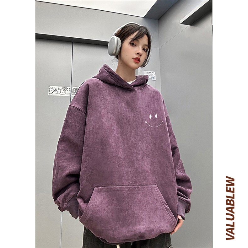 ！麂皮绒连帽卫衣直播品质重磅400克笑脸印花JL7136-P45控78,男装卫衣,星座508（原C305）