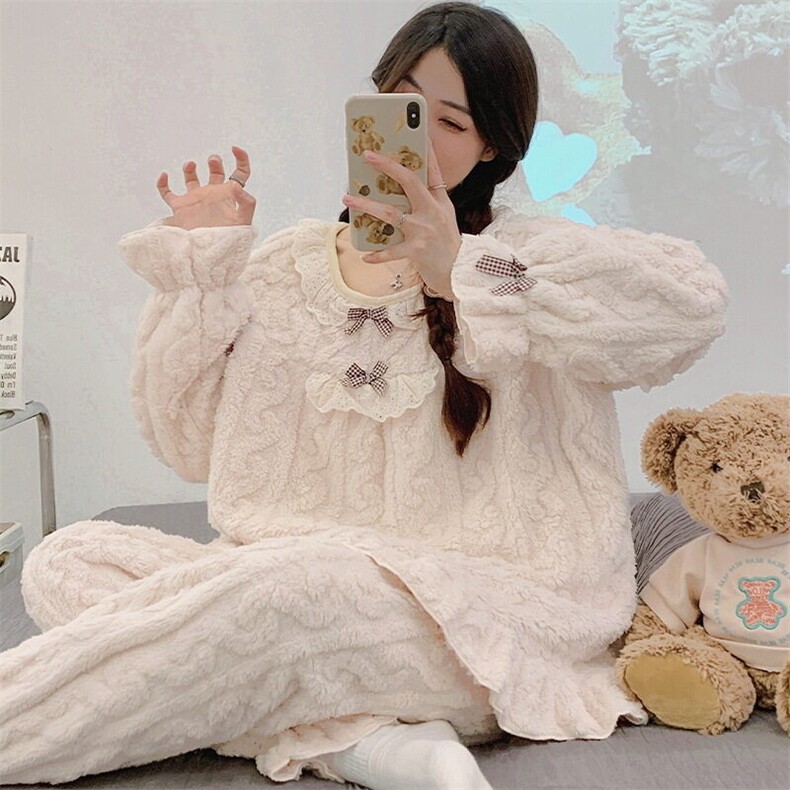 冬季睡衣女珊瑚绒加厚加绒法家居服秋冬款A168-RZSY04-TP115,男装休闲套装,电商A168
