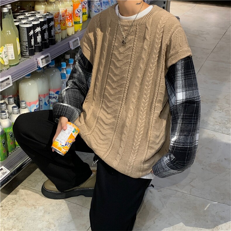 毛衣男韩版潮流宽松圆领拼接毛衣Y1811P46,男装针织衫/毛衣,星座1116-2