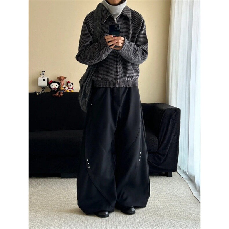 NZK626LL-特P52cleanfit美式高街慵懒风铆钉活页解构弯刀裤，男装休闲裤，星座1007（原301D）