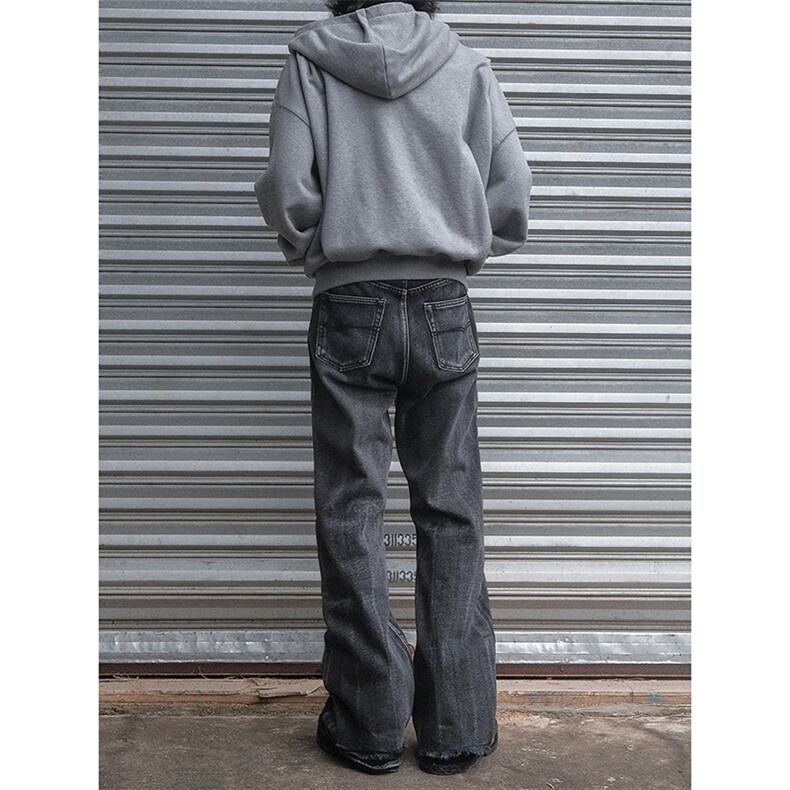 B221 美式ins高街暗黑重工艺宽松微喇牛仔裤 LK23128-P60 控78图片