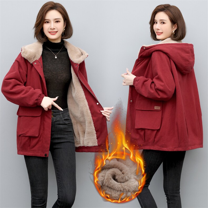 长期现货，加绒派克服时尚百搭棉服外套,女装棉衣/棉服,涵誉