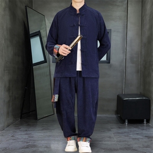男士外套灯芯绒夹克套装盘扣立领风 XZ1512-2502套装-P130图片
