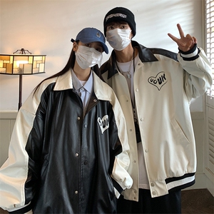 EQ114 拼色毛巾绣皮衣外套男2024新款秋装情侣装夹克ins港风 P108图片
