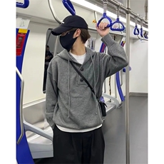 抖音得物保暖立领拉链针织外套秋冬宽松慵懒风纯色毛衣上衣AM047，男装针织衫/毛衣，电商A443