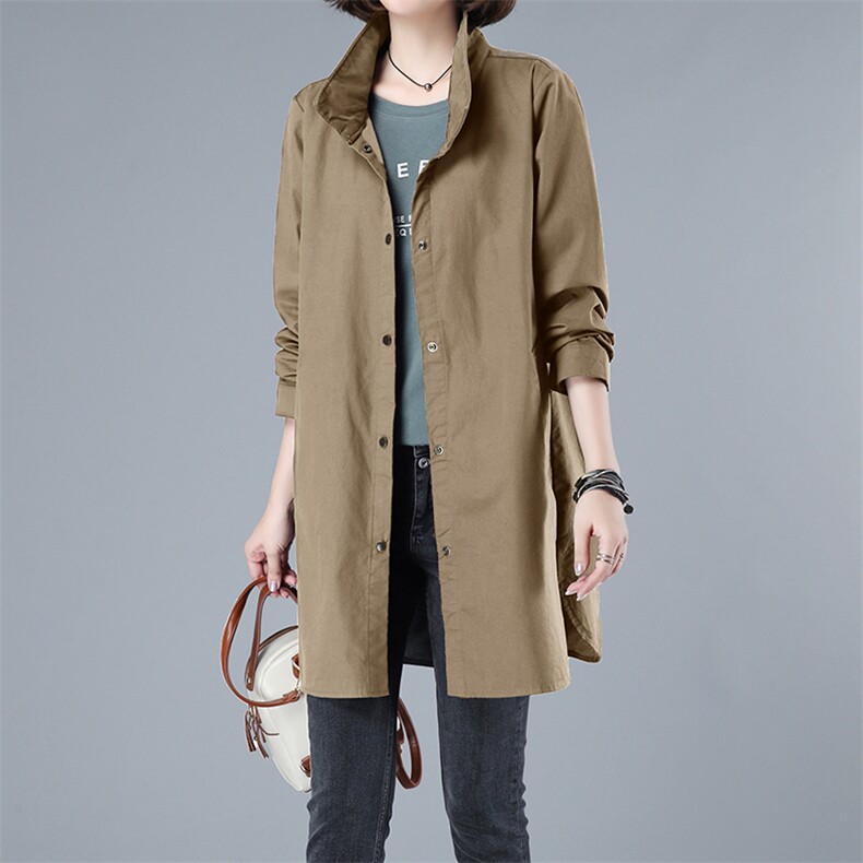 风衣女中长款2025年春秋季新款时尚洋气中年妈妈大码宽松休闲外套，女装风衣，秋牧寒烟