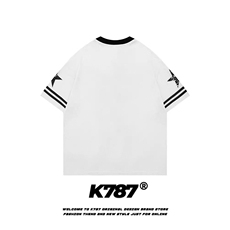 T199-P36美式街头复古V领7号球衣短袖夏季透气网眼篮球运动T恤，女装T恤，电商B323A